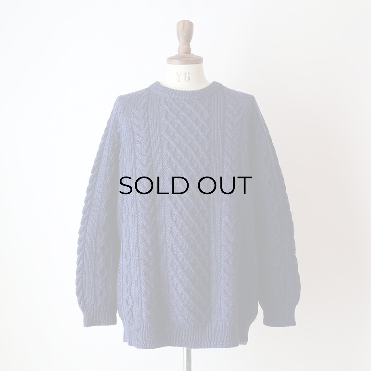 画像7: OLD UNKNOWN BRAND NAVY WOOL HAND KNIT FISHERMAN'S SWEATER (7)