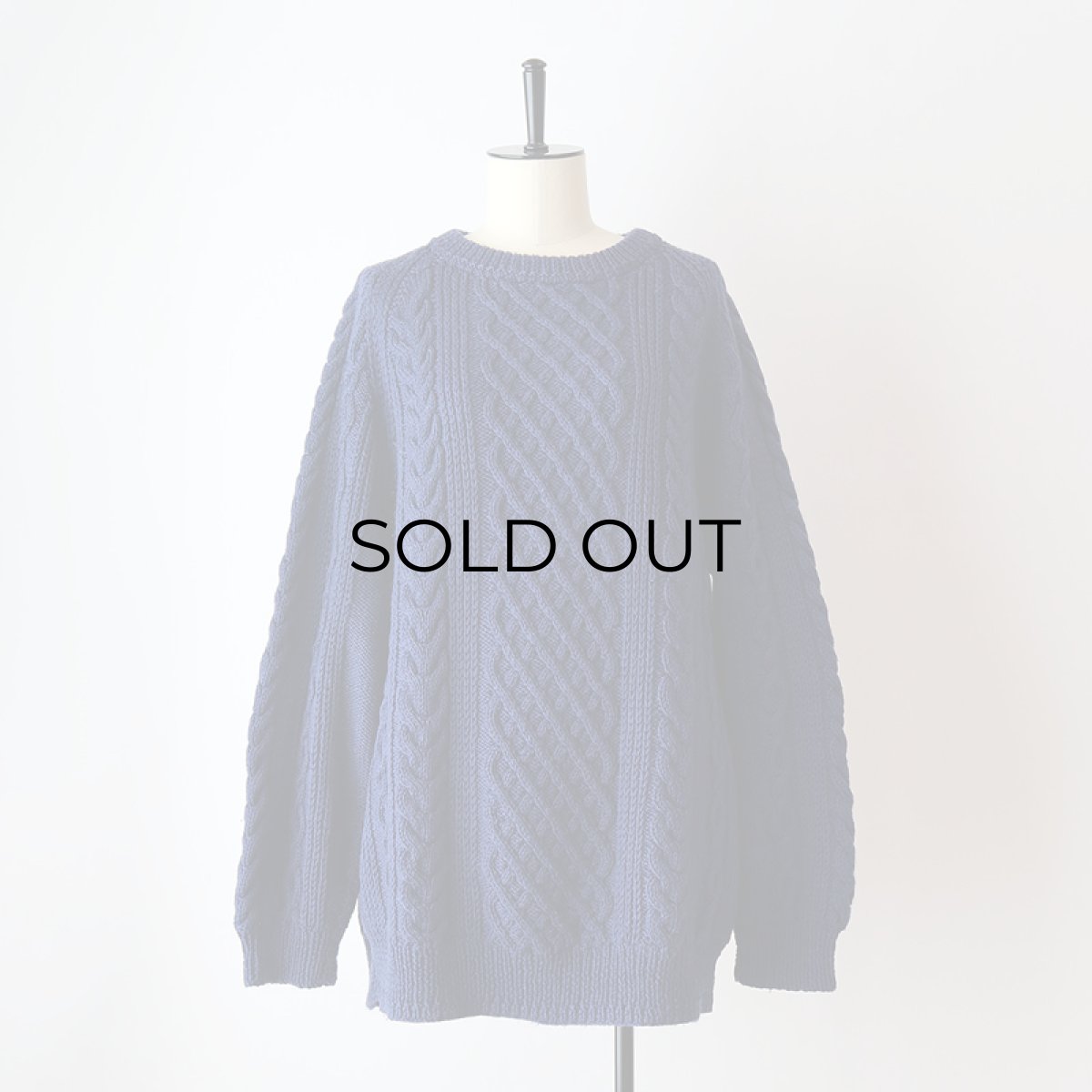 画像10: OLD UNKNOWN BRAND NAVY WOOL HAND KNIT FISHERMAN'S SWEATER (10)