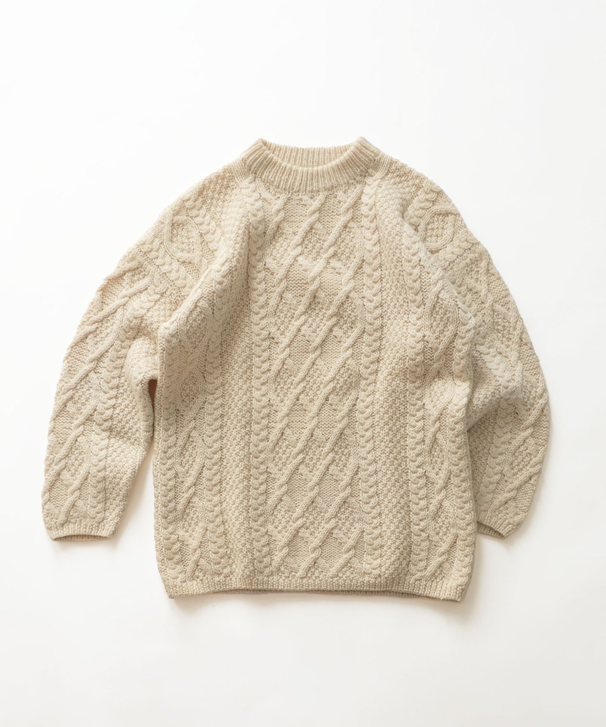 画像1: OLD UNKNOWN BRAND WOOL HAND KNIT FISHERMAN'S SWEATER (1)