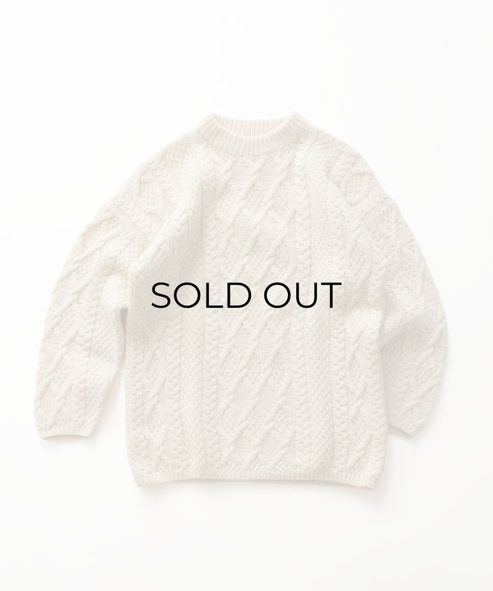 画像1: OLD UNKNOWN BRAND WOOL HAND KNIT FISHERMAN'S SWEATER (1)