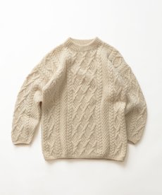 画像1: OLD UNKNOWN BRAND WOOL HAND KNIT FISHERMAN'S SWEATER (1)