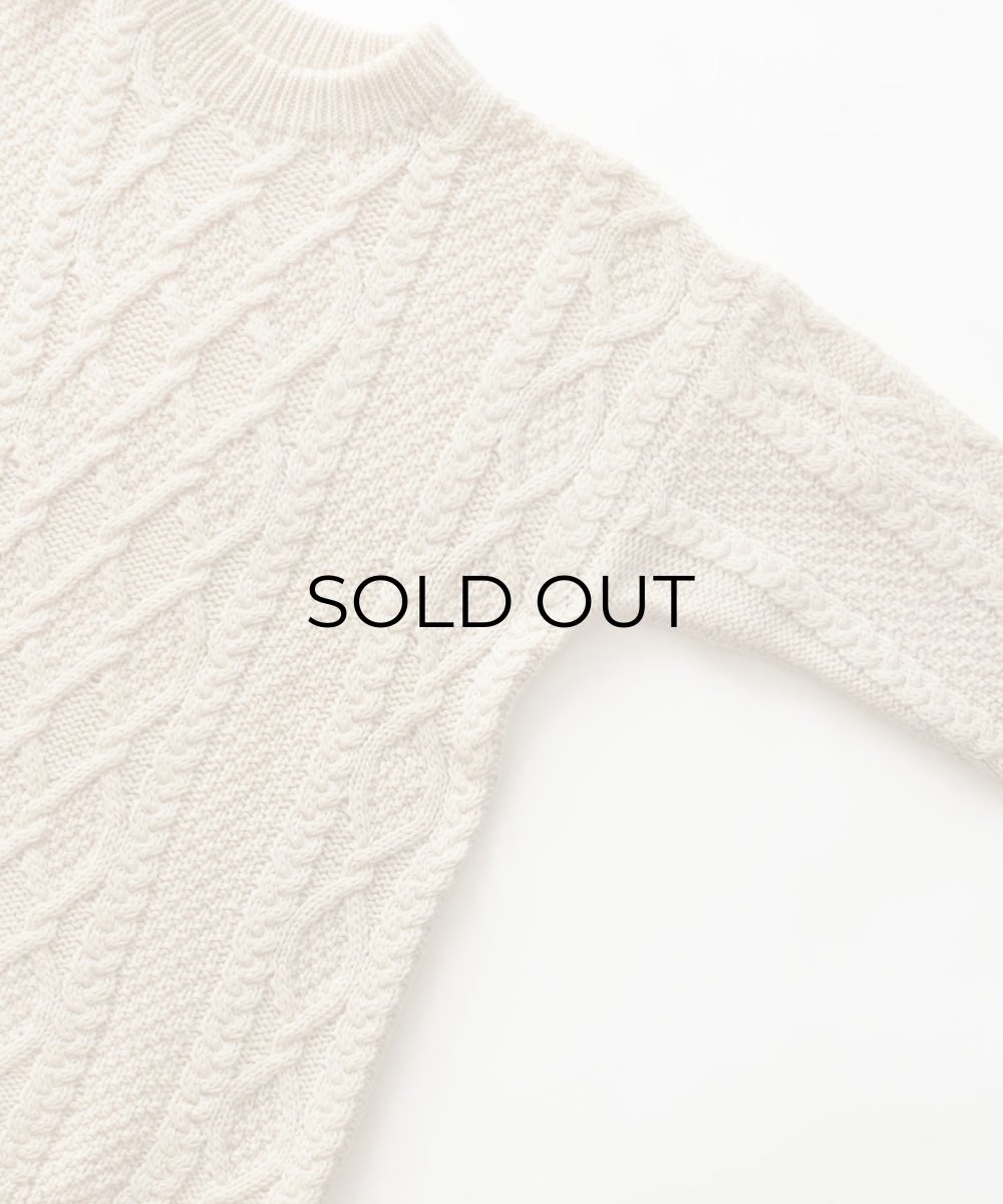 画像3: OLD UNKNOWN BRAND WOOL HAND KNIT FISHERMAN'S SWEATER (3)