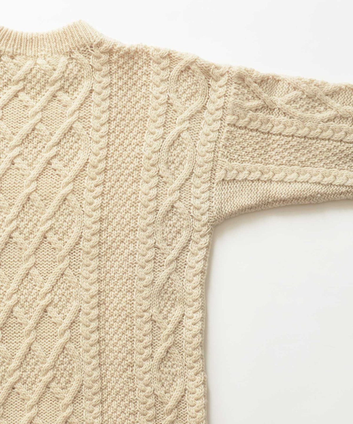 画像4: OLD UNKNOWN BRAND WOOL HAND KNIT FISHERMAN'S SWEATER (4)