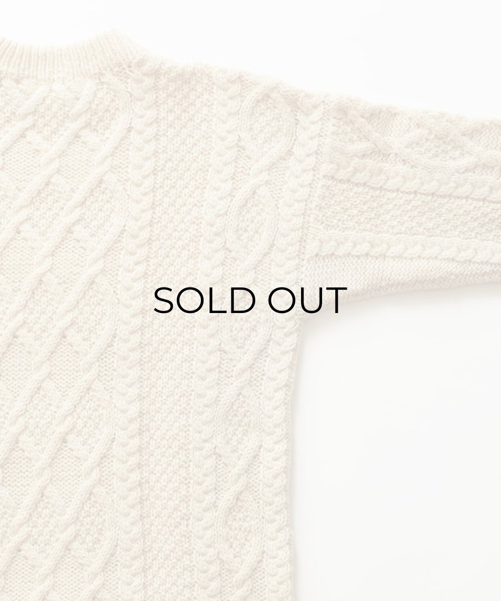 画像4: OLD UNKNOWN BRAND WOOL HAND KNIT FISHERMAN'S SWEATER (4)