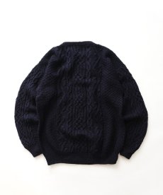 画像2: OLD UNKNOWN BRAND NAVY WOOL HAND KNIT FISHERMAN'S SWEATER (2)