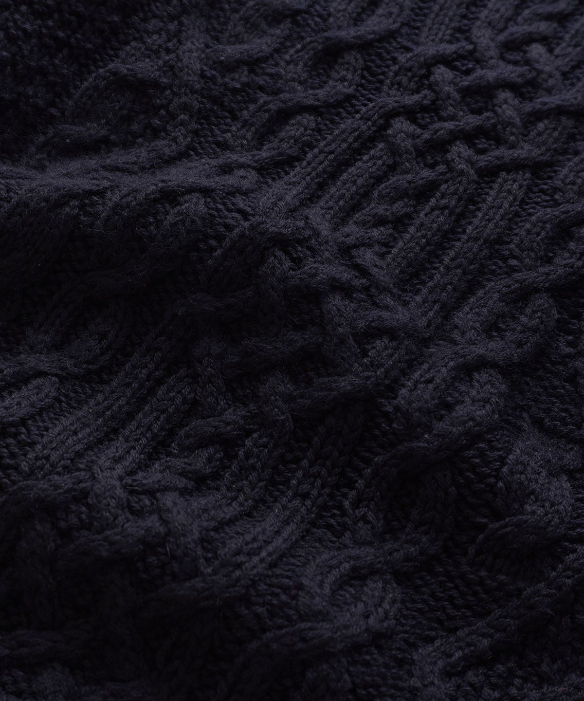 画像7: OLD UNKNOWN BRAND NAVY WOOL HAND KNIT FISHERMAN'S SWEATER (7)