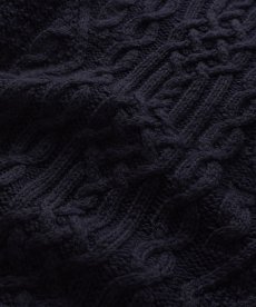 画像7: OLD UNKNOWN BRAND NAVY WOOL HAND KNIT FISHERMAN'S SWEATER (7)