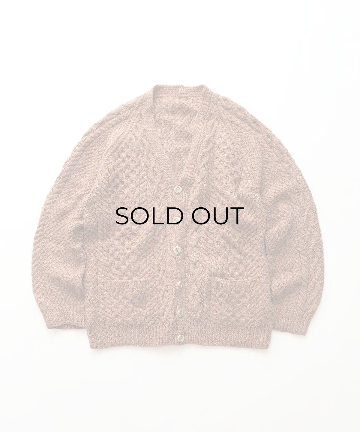 画像1: OLD UNKNOWN BRAND WOOL HAND KNIT FISHERMAN'S CARDIGAN (1)