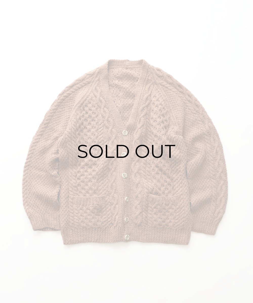 画像1: OLD UNKNOWN BRAND WOOL HAND KNIT FISHERMAN'S CARDIGAN (1)