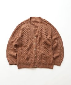 画像1: OLD UNKNOWN BRAND WOOL HAND KNIT FISHERMAN'S CARDIGAN (1)