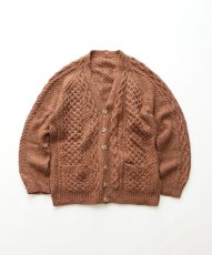画像1: OLD UNKNOWN BRAND WOOL HAND KNIT FISHERMAN'S CARDIGAN (1)
