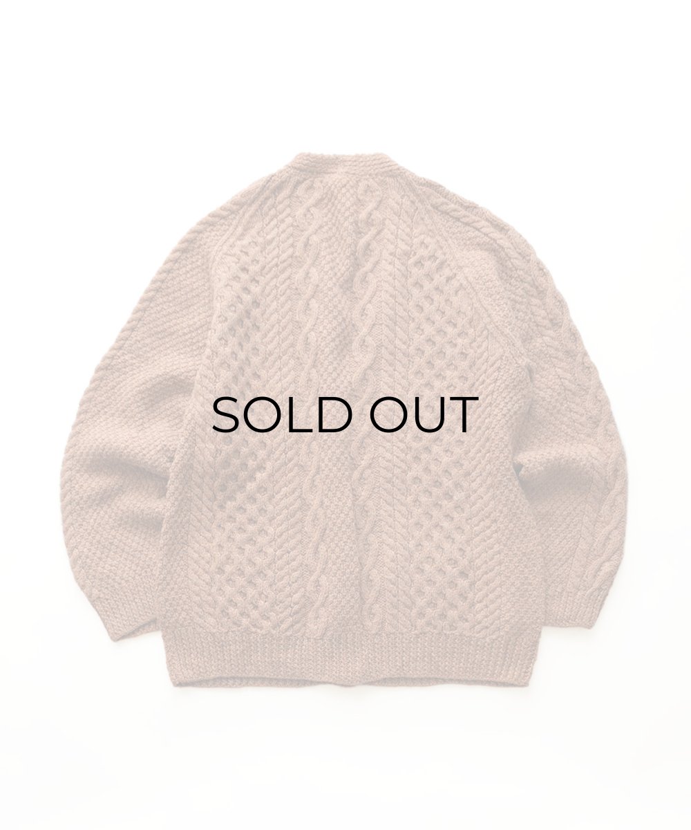 画像2: OLD UNKNOWN BRAND WOOL HAND KNIT FISHERMAN'S CARDIGAN (2)