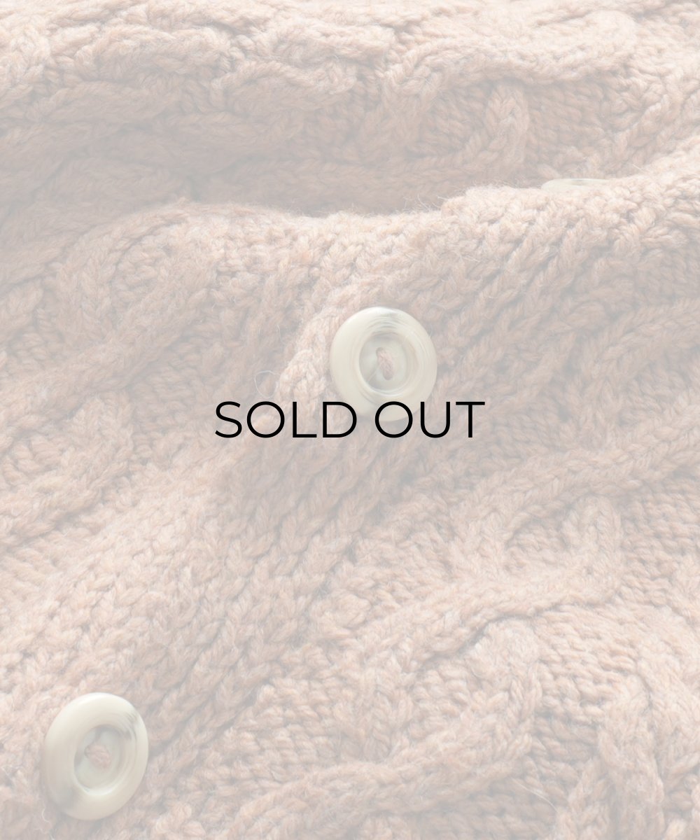 画像6: OLD UNKNOWN BRAND WOOL HAND KNIT FISHERMAN'S CARDIGAN (6)