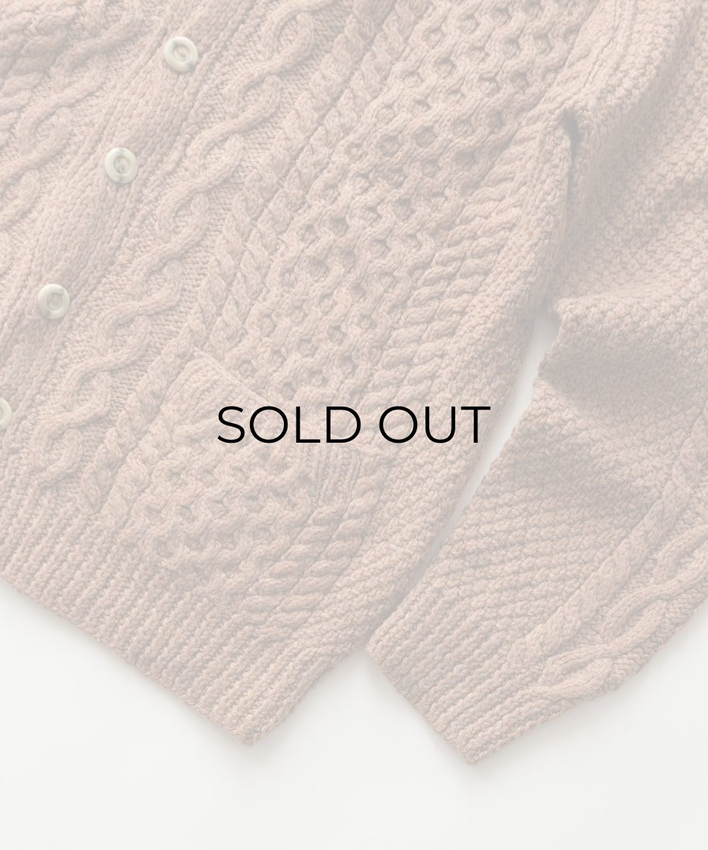 画像4: OLD UNKNOWN BRAND WOOL HAND KNIT FISHERMAN'S CARDIGAN (4)