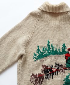 画像6: 〜80's UNKNOWN BRAND WOOL HAND KNIT ZIP COWICHAN CARDIGAN "DOG SLED" (6)