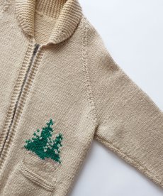 画像4: 〜80's UNKNOWN BRAND WOOL HAND KNIT ZIP COWICHAN CARDIGAN "DOG SLED" (4)