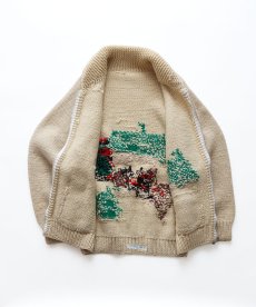 画像2: 〜80's UNKNOWN BRAND WOOL HAND KNIT ZIP COWICHAN CARDIGAN "DOG SLED" (2)