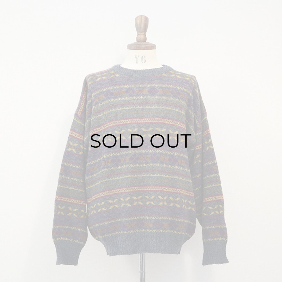 画像8: OLD UNKNOWN BRAND WOOL FAIR ISLE KNIT SWEATER "MADE IN FRANCE" (8)