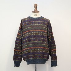 画像8: OLD UNKNOWN BRAND WOOL FAIR ISLE KNIT SWEATER "MADE IN FRANCE" (8)