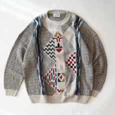 画像2: 80's MONELLO WOOL ACRYLIC JACQUARD KNIT SWEATER (2)