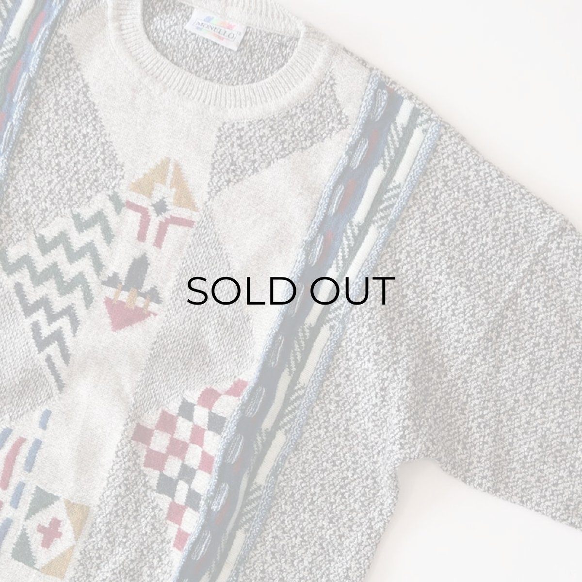 画像4: 80's MONELLO WOOL ACRYLIC JACQUARD KNIT SWEATER (4)