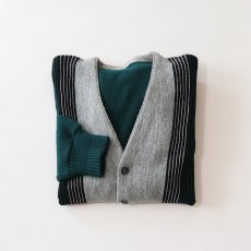 画像1: 60's UNKNOWN BRAND ACRYLIC KNIT STRIPE CARDIGAN (1)