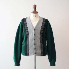 画像7: 60's UNKNOWN BRAND ACRYLIC KNIT STRIPE CARDIGAN (7)