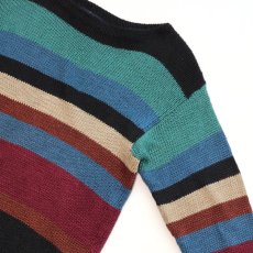 画像3: 80's Ralph Lauren LINEN BORDER KNIT BOAT NECK SWEATER (3)