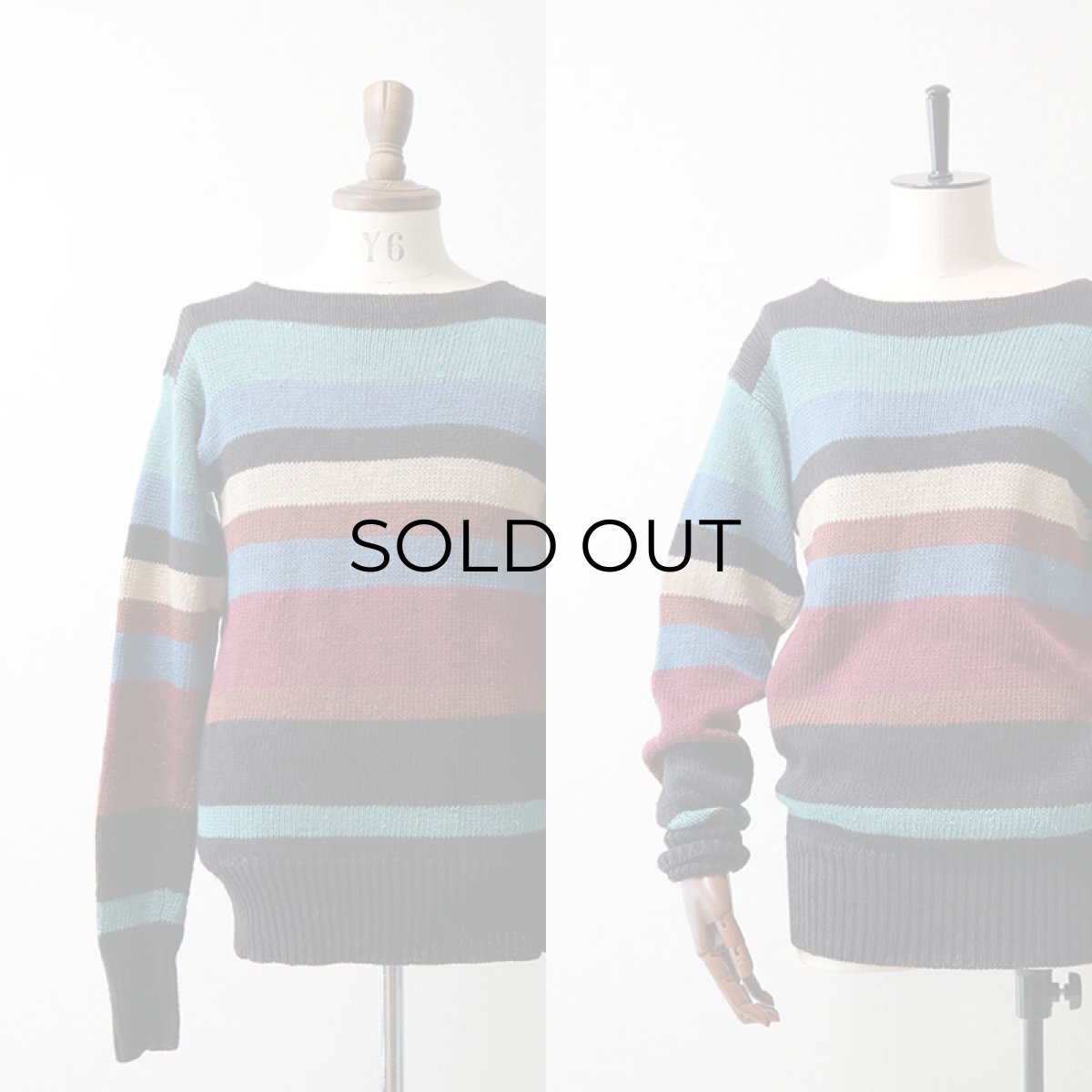 画像7: 80's Ralph Lauren LINEN BORDER KNIT BOAT NECK SWEATER (7)