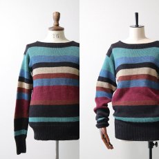 画像7: 80's Ralph Lauren LINEN BORDER KNIT BOAT NECK SWEATER (7)