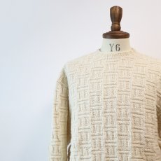 画像1: OLD UNKNOWN BRAND WOOL HAND KNIT FISHERMAN'S SWEATER (1)