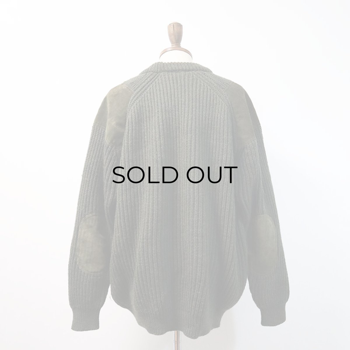 画像3: OLD Woolyback HEAVY WOOL KNIT SUEDE PATCH HUNTING SWEATER (3)