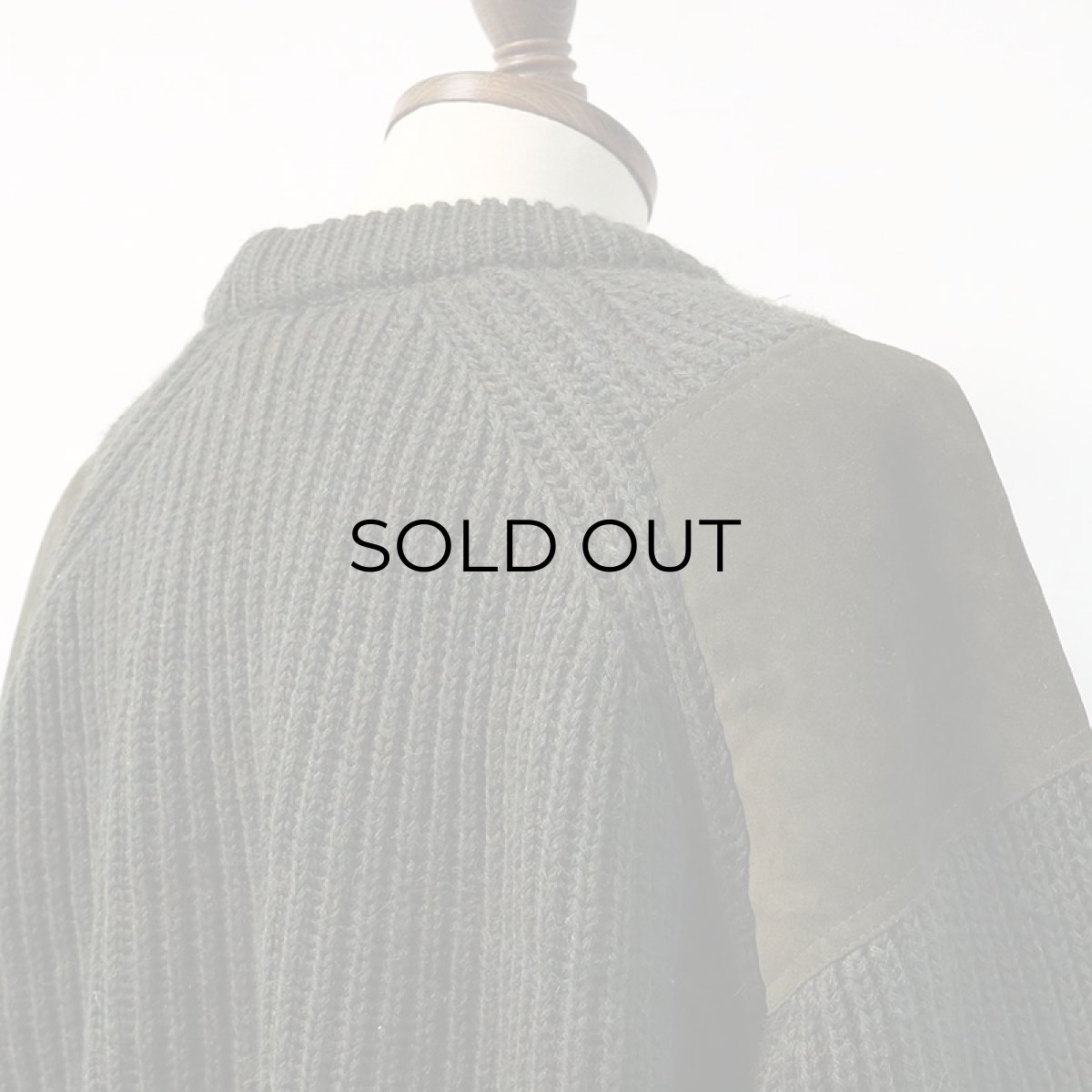 画像10: OLD Woolyback HEAVY WOOL KNIT SUEDE PATCH HUNTING SWEATER (10)