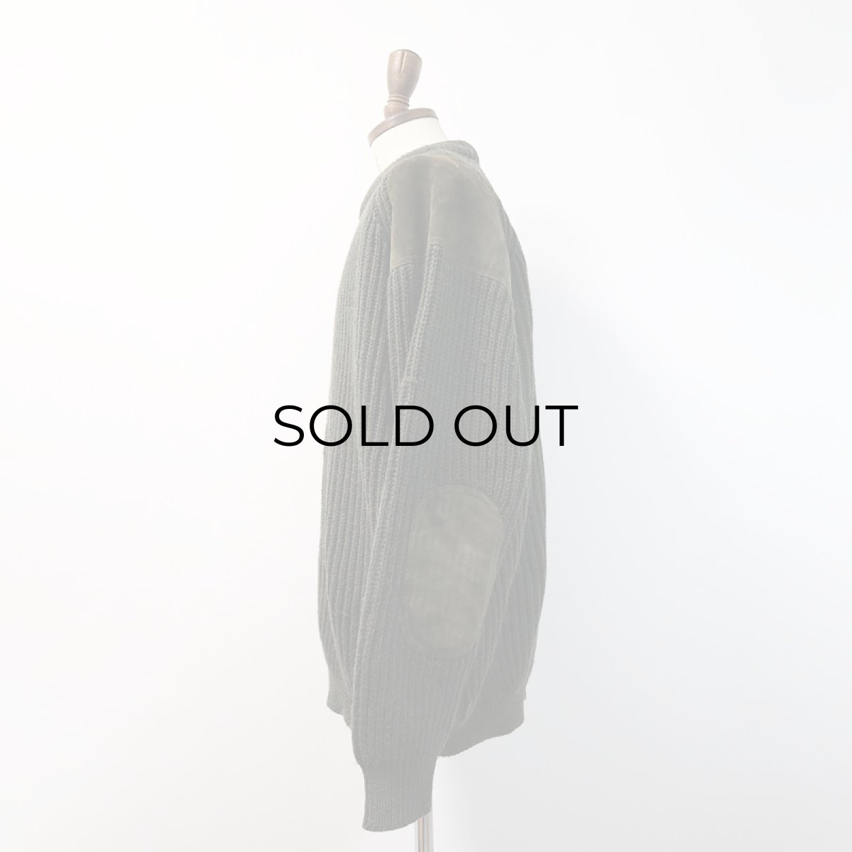 画像2: OLD Woolyback HEAVY WOOL KNIT SUEDE PATCH HUNTING SWEATER (2)