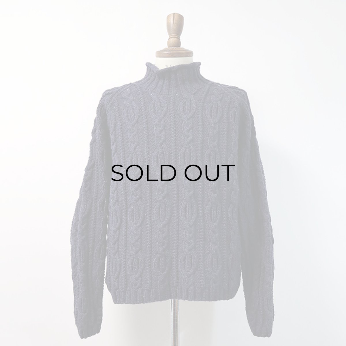 画像1: Cottage Craft WOOL HAND KNIT BOTTLE NECK FISHERMAN'S SWEATER (1)