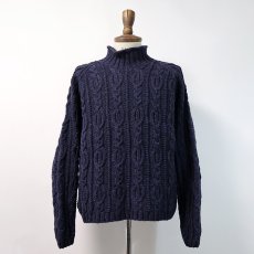 画像1: Cottage Craft WOOL HAND KNIT BOTTLE NECK FISHERMAN'S SWEATER (1)