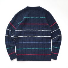 画像2: 90's WICKHAM COTTON BORDER KNIT CREW NECK SWEATER "MADE IN USA" (2)