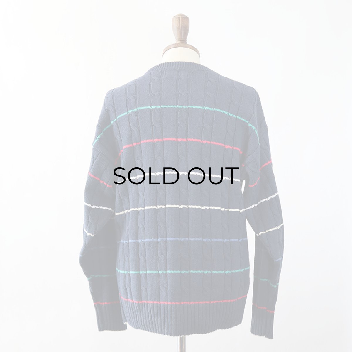 画像9: 90's WICKHAM COTTON BORDER KNIT CREW NECK SWEATER "MADE IN USA" (9)