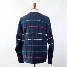 画像9: 90's WICKHAM COTTON BORDER KNIT CREW NECK SWEATER "MADE IN USA" (9)