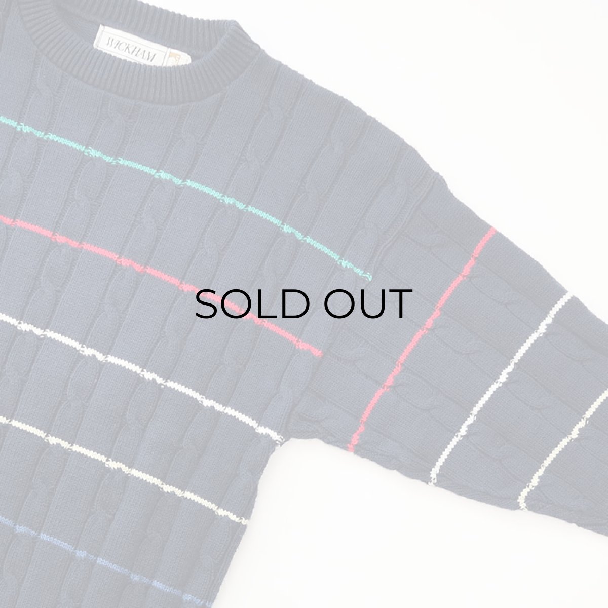 画像3: 90's WICKHAM COTTON BORDER KNIT CREW NECK SWEATER "MADE IN USA" (3)