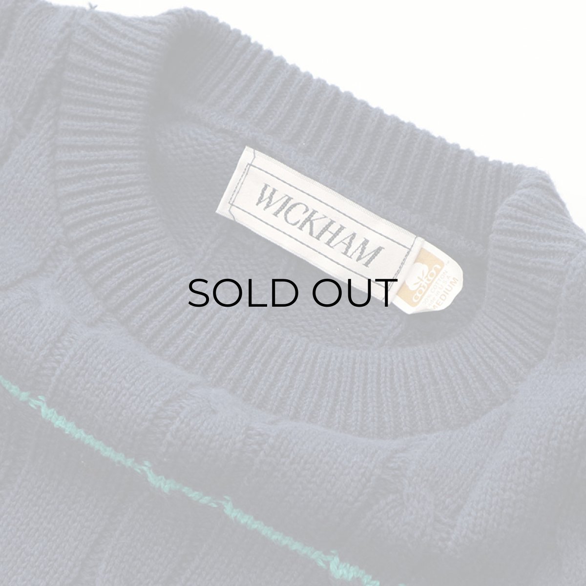 画像5: 90's WICKHAM COTTON BORDER KNIT CREW NECK SWEATER "MADE IN USA" (5)