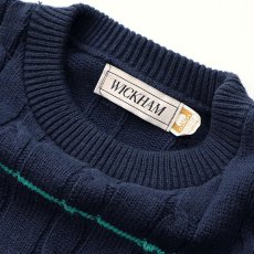 画像5: 90's WICKHAM COTTON BORDER KNIT CREW NECK SWEATER "MADE IN USA" (5)