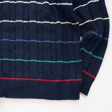 画像4: 90's WICKHAM COTTON BORDER KNIT CREW NECK SWEATER "MADE IN USA" (4)