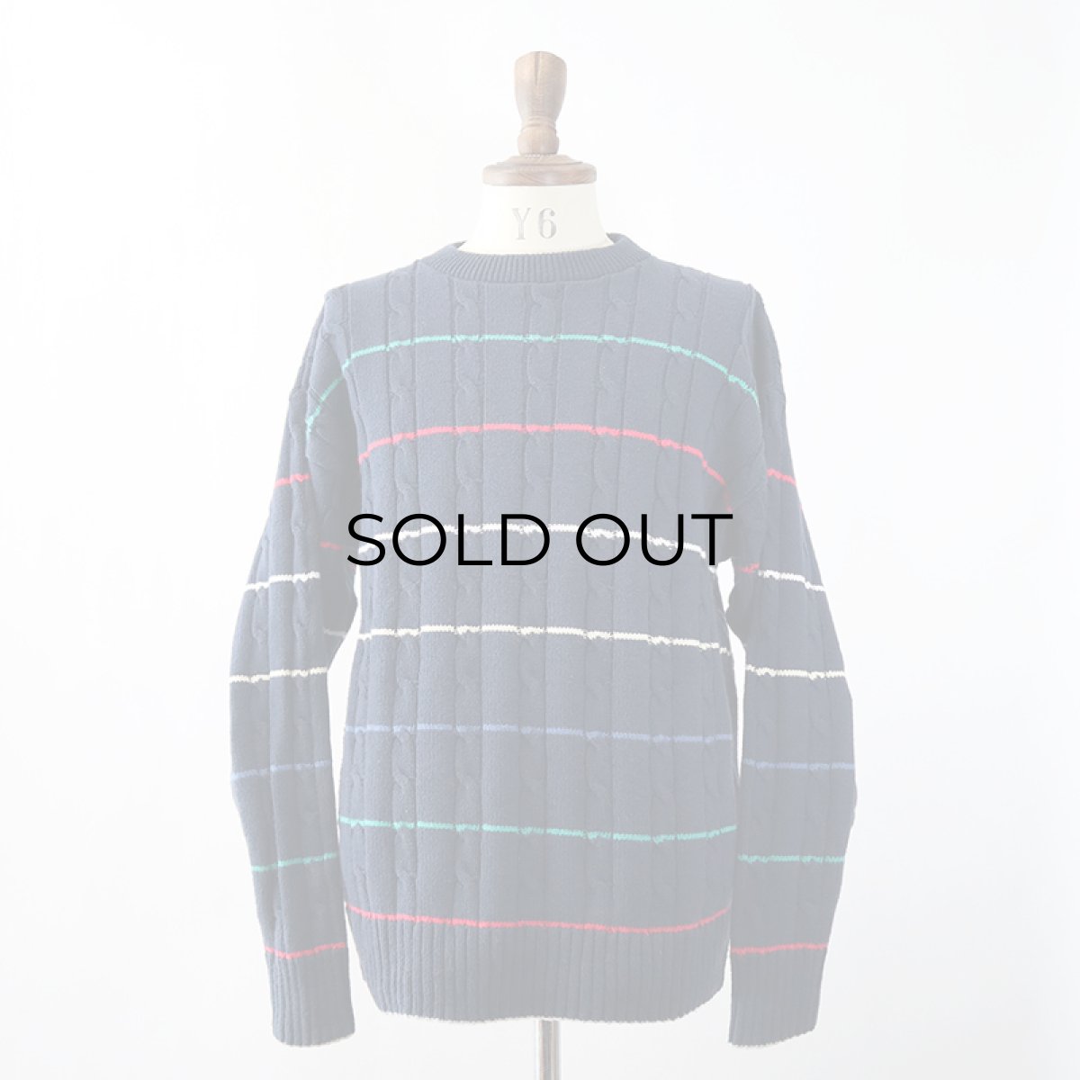 画像7: 90's WICKHAM COTTON BORDER KNIT CREW NECK SWEATER "MADE IN USA" (7)