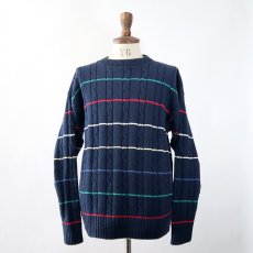 画像7: 90's WICKHAM COTTON BORDER KNIT CREW NECK SWEATER "MADE IN USA" (7)