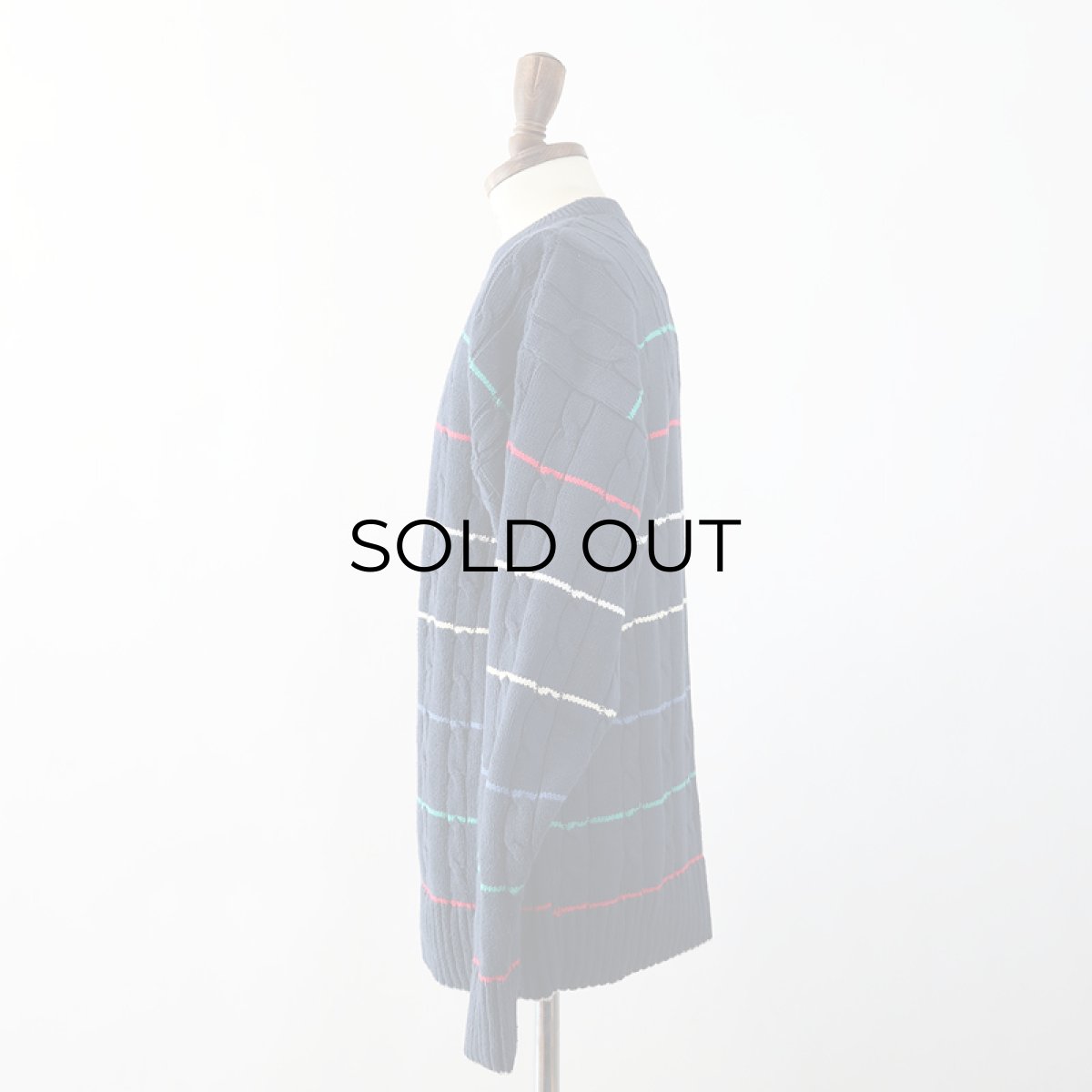 画像8: 90's WICKHAM COTTON BORDER KNIT CREW NECK SWEATER "MADE IN USA" (8)