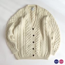 画像1: 80's L.L. Bean WOOL HNAD KNIT FISHERMAN'S CARDIGAN "MADE IN IRELAND" (1)