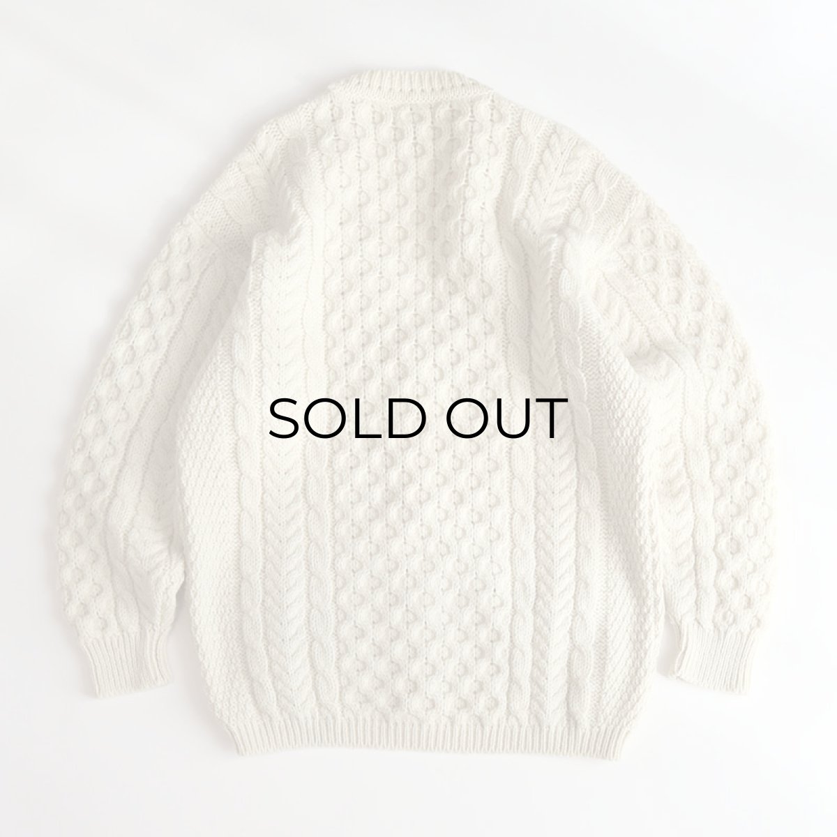 画像2: 80's L.L. Bean WOOL HNAD KNIT FISHERMAN'S CARDIGAN "MADE IN IRELAND" (2)