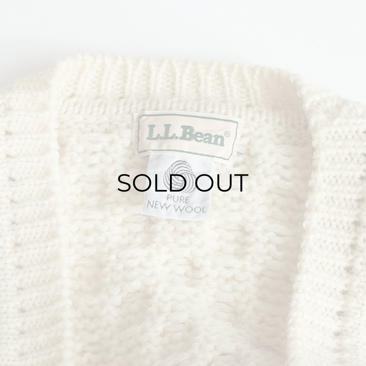 画像5: 80's L.L. Bean WOOL HNAD KNIT FISHERMAN'S CARDIGAN "MADE IN IRELAND" (5)