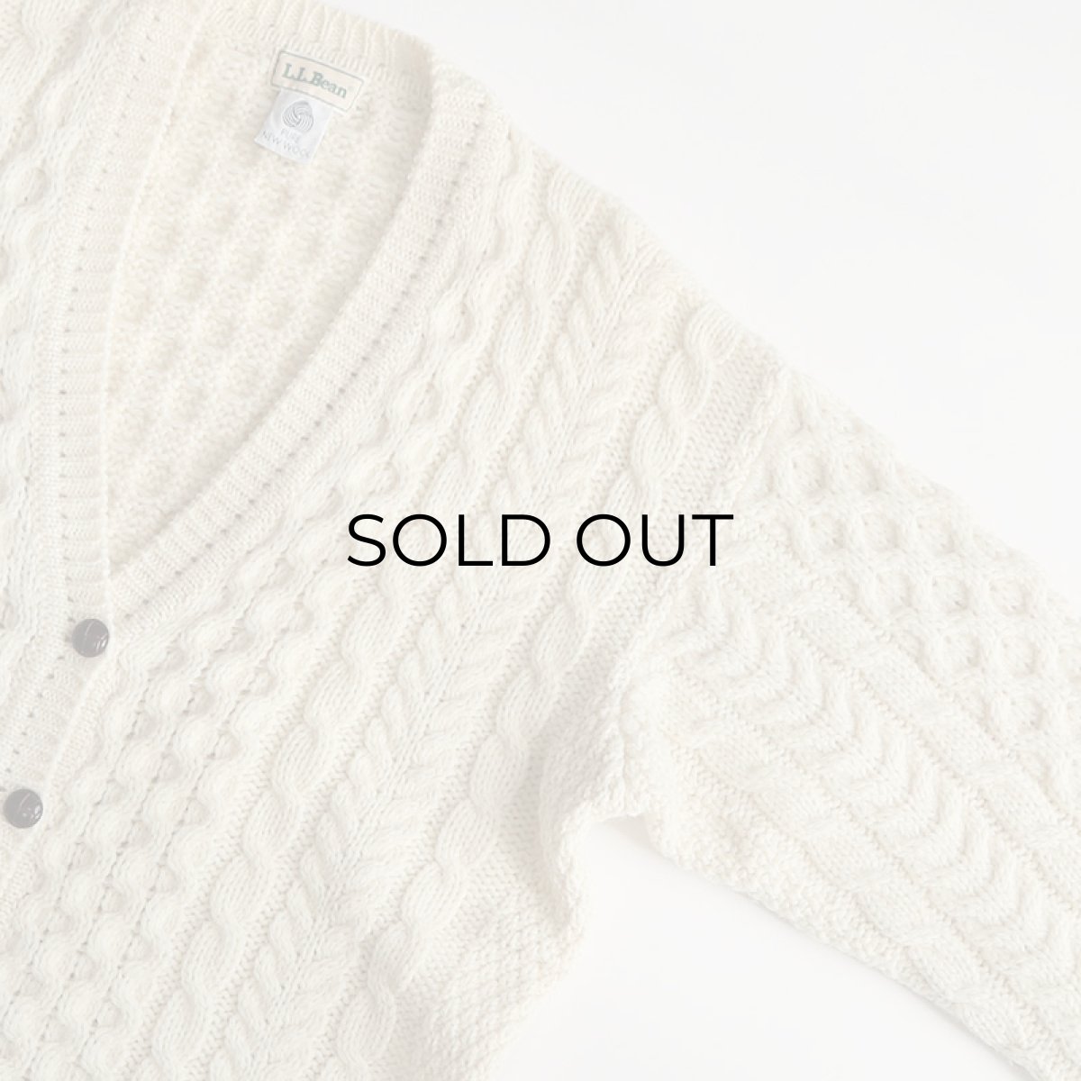 画像3: 80's L.L. Bean WOOL HNAD KNIT FISHERMAN'S CARDIGAN "MADE IN IRELAND" (3)